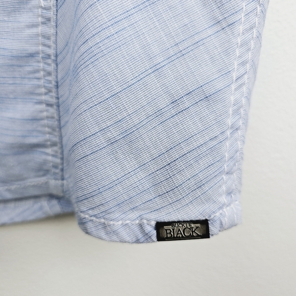 Buckle Black Athletic Fit Light Blue Short Sleeve Button Front Men's Shirt XXL - Picture 5 of 10